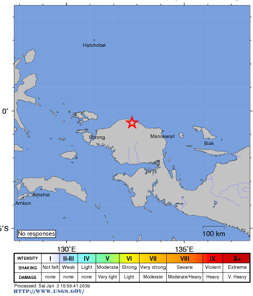 Gempa Tektonik 7.6 SR Guncang Provinsi Irian Jaya Barat